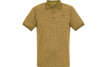 Kurzärmeliges olivgrünes meliertes Polohemd mit Polokragen, drei Knöpfen und kleinem Logo auf der linken Brust