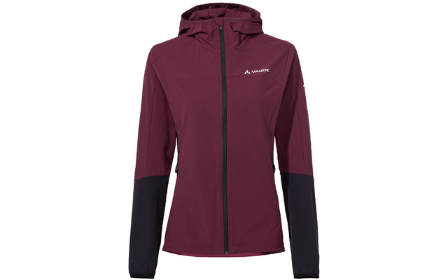 Veste d'extérieur rouge foncé avec capuche noire et manches noires