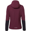 Vue arrière d'une veste de pluie rouge foncé avec capuche et manches noires