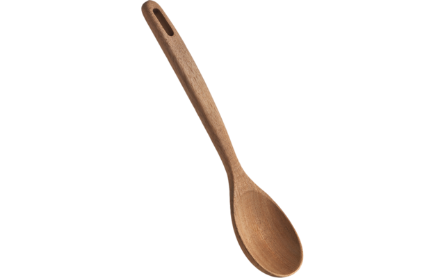 Ein brauner Holzlöffel mit einem Loch im Griff