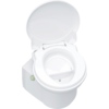 Witte draagbare toilet met open deksel