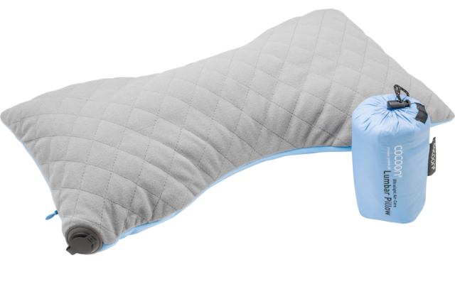 Oreiller Cocoon Air Core Ultralight soutien lombaire en forme de papillon light blue / grey