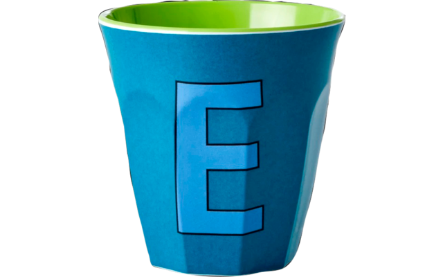 Rice melamine mug medium 9 cm emerald green with letters E