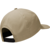 Beige baseballpet van achteren met zwarte snapback-sluiting