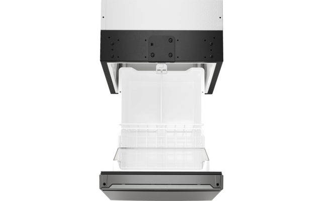 Koffiemachine met glazen container op een grijs oppervlak