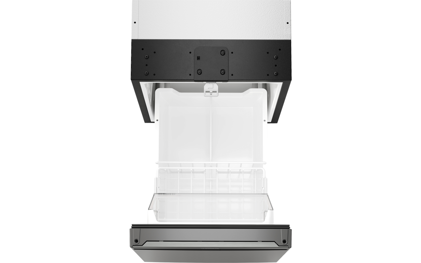 Koffiemachine met glazen container op een grijs oppervlak