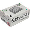 Weiße rechteckige Box mit der Aufschrift 'EasyLevel Digital Spirit Level', Abbildung eines metallischen Nivelliergeräts mit Pfeil, schwarzes Apple-Logo, grüner Android-Roboter, Herstellername 'Caratech AB', Barcode und Prüfzeichen