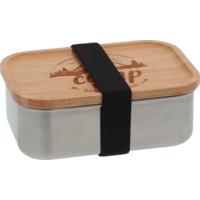 Camplife Edelstahldose mit Bambusdeckel und Gummiband 800 ml