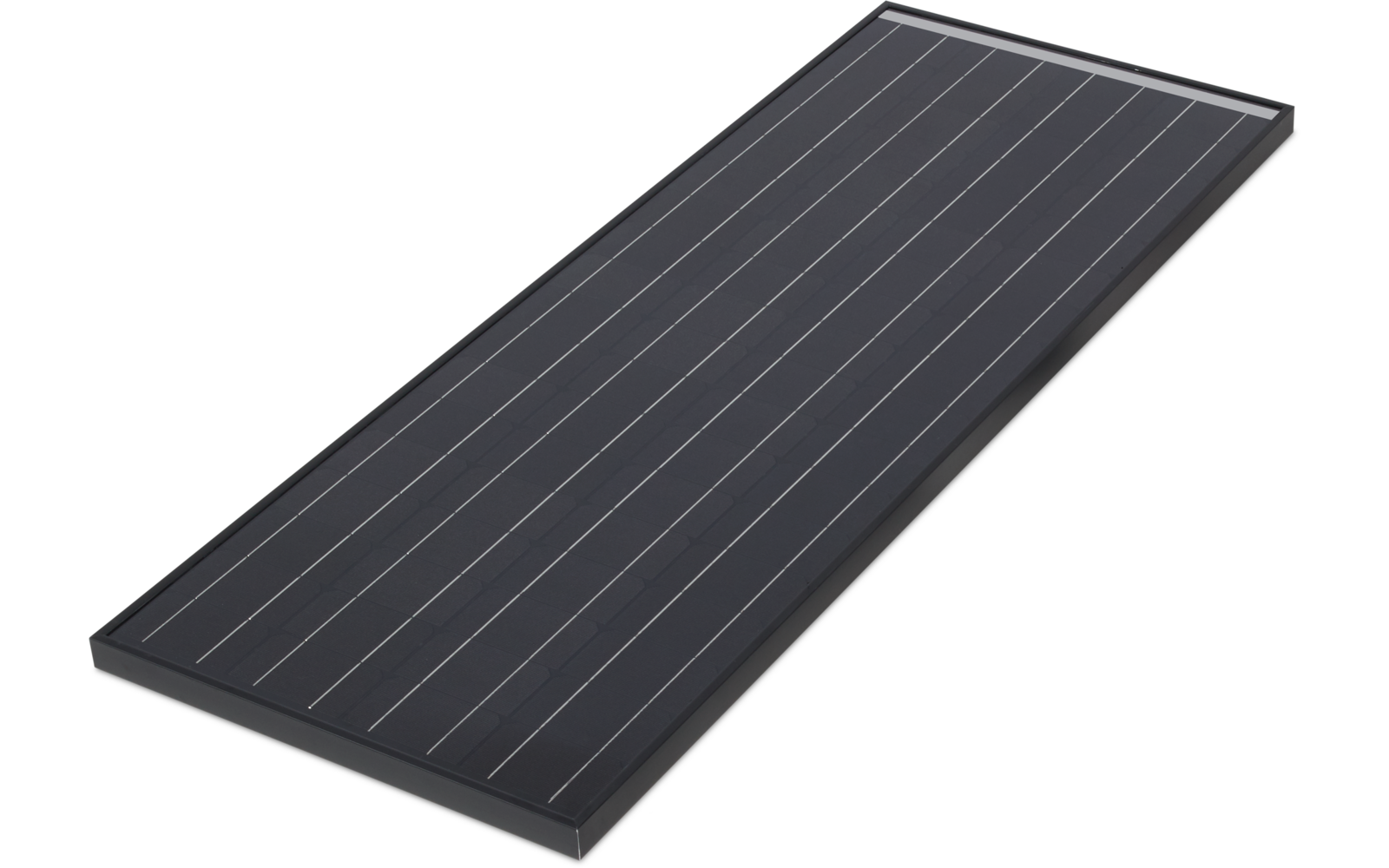Schwarzes rechteckiges Solarpanel mit dünnen weißen Linien