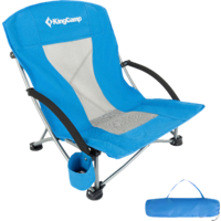 KingCamp Silla de playa c&oacute;moda silla plegable con tumbona confort azul real