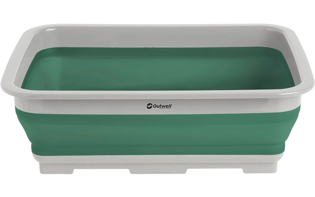 Inklapbaar rechthoekig groen bad met een witte rand