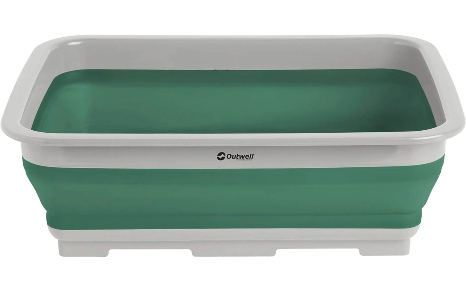 Inklapbaar rechthoekig groen bad met een witte rand
