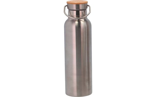 Stainless steel bottle with wooden lid