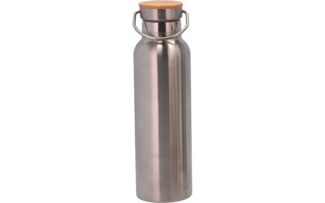 Bouteille en acier inoxydable avec bouchon en bois