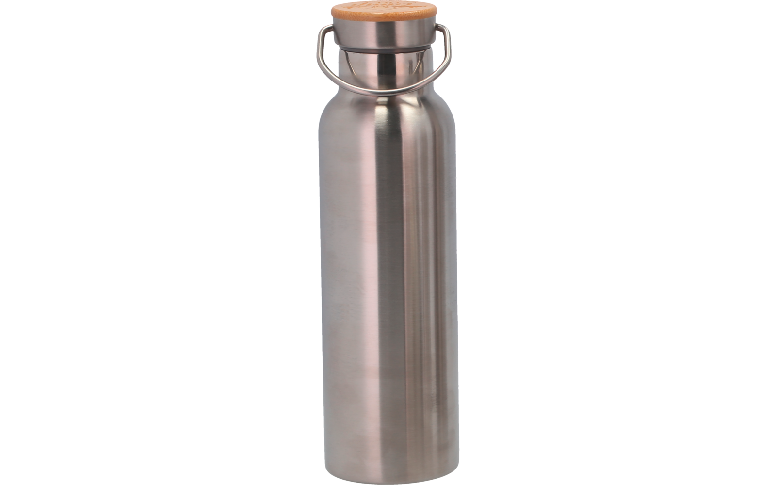 Bouteille en acier inoxydable avec bouchon en bois