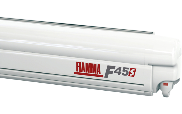 Fiamma F45s 450 Markise Gehäusefarbe Polar White Tuchfarbe Royal Grey 450 cm