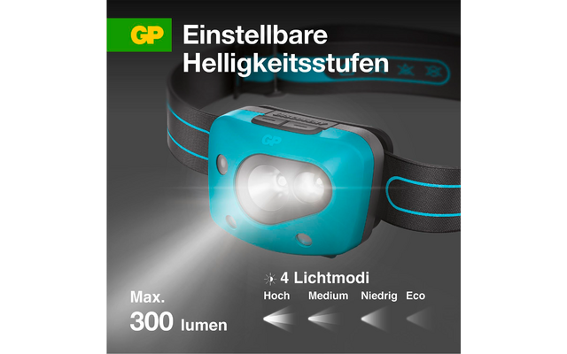 Produktbild GP Batteries CH44 Stirnlampe 300 Lumen mit Bewegungssensor 1