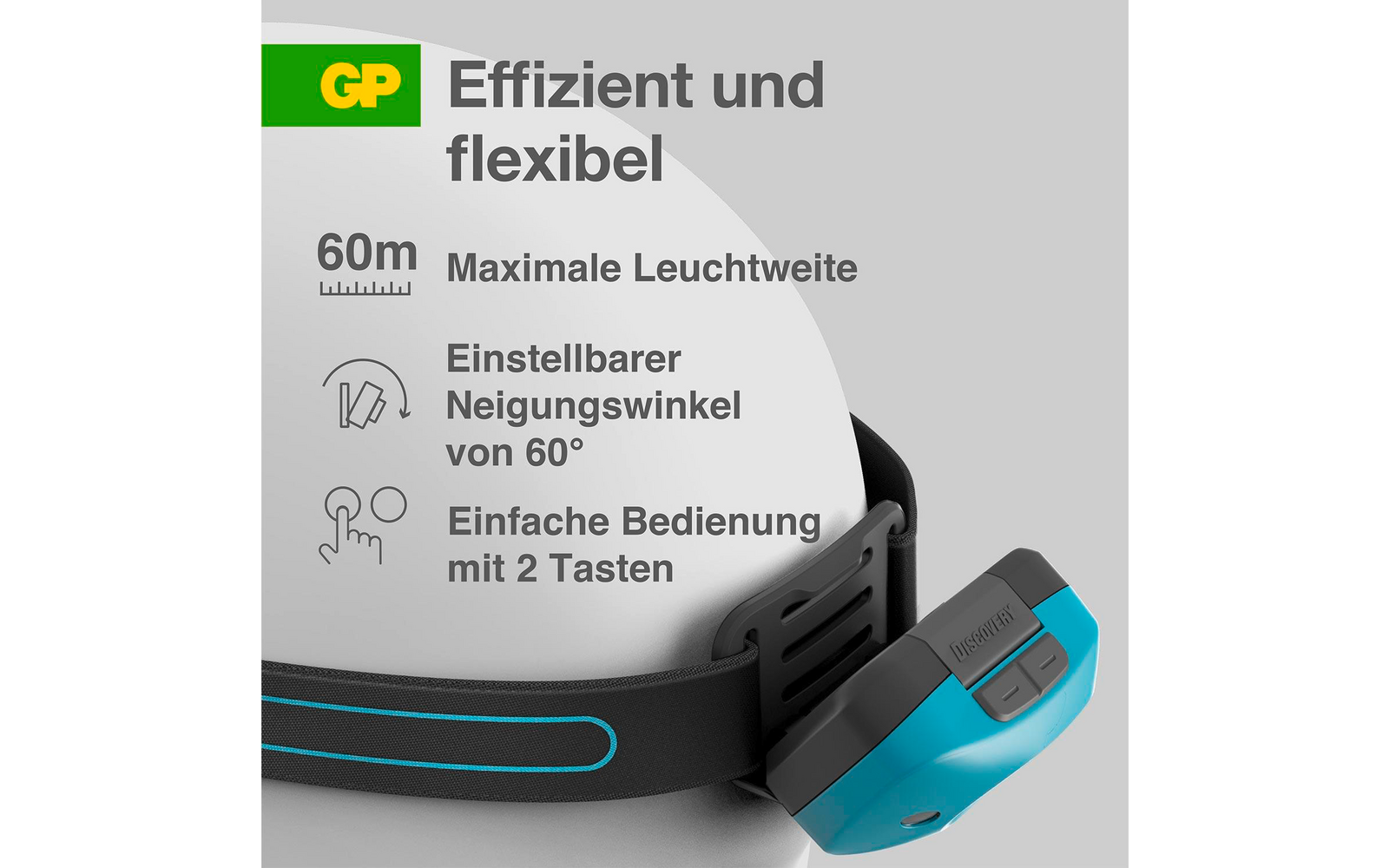 Produktbild GP Batteries CH44 Stirnlampe 300 Lumen mit Bewegungssensor 1