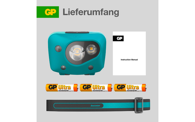 Produktbild GP Batteries CH44 Stirnlampe 300 Lumen mit Bewegungssensor 1