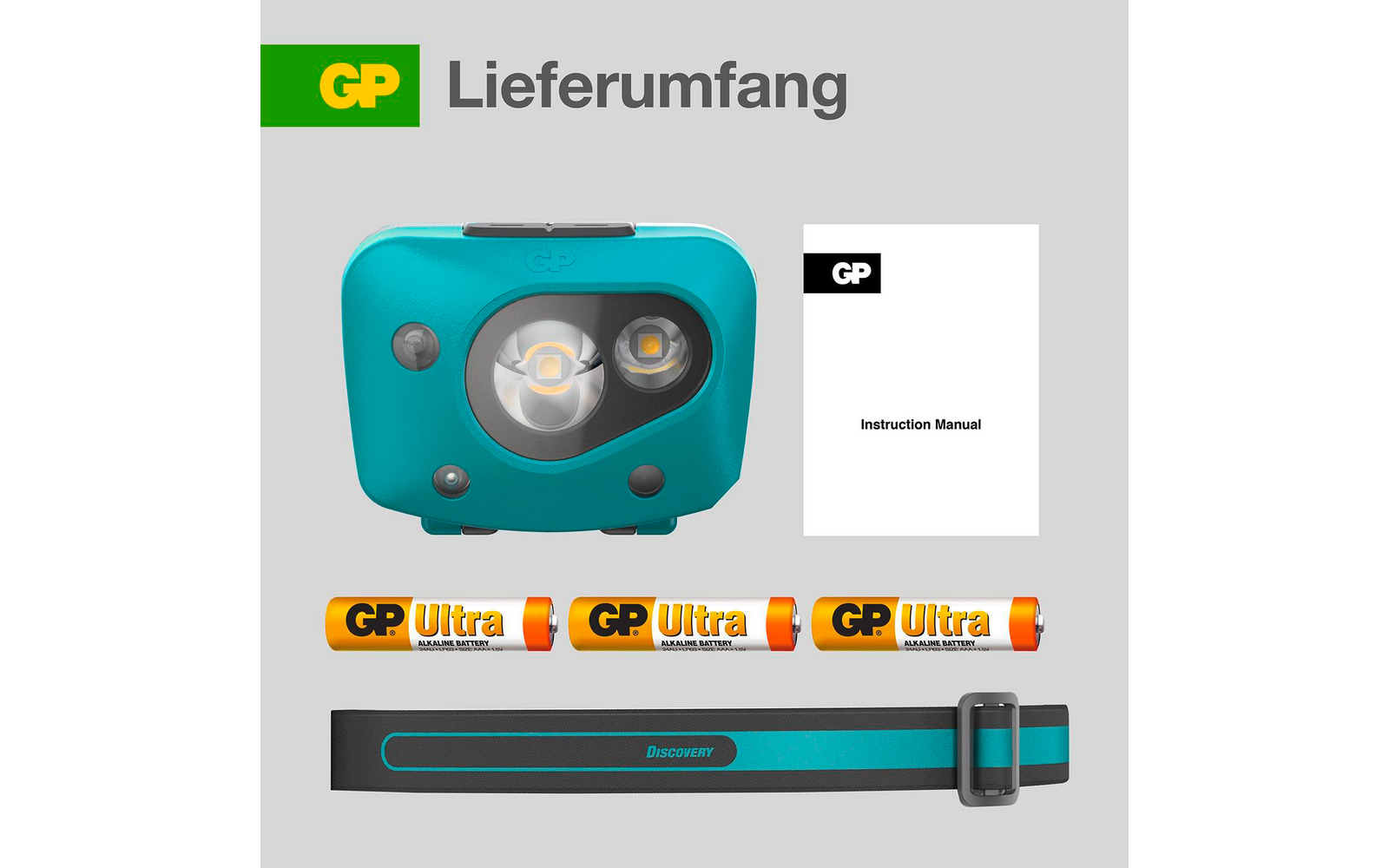 Produktbild GP Batteries CH44 Stirnlampe 300 Lumen mit Bewegungssensor 1