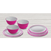 Omada servies met schaal 12 stuks fuxia