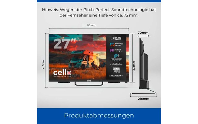 Product afbeelding Cello CTrav Smart Tizen OS Camping LED TV mit Triple Tuner, WLAN, Bluetooth, 12/24/230 V 1