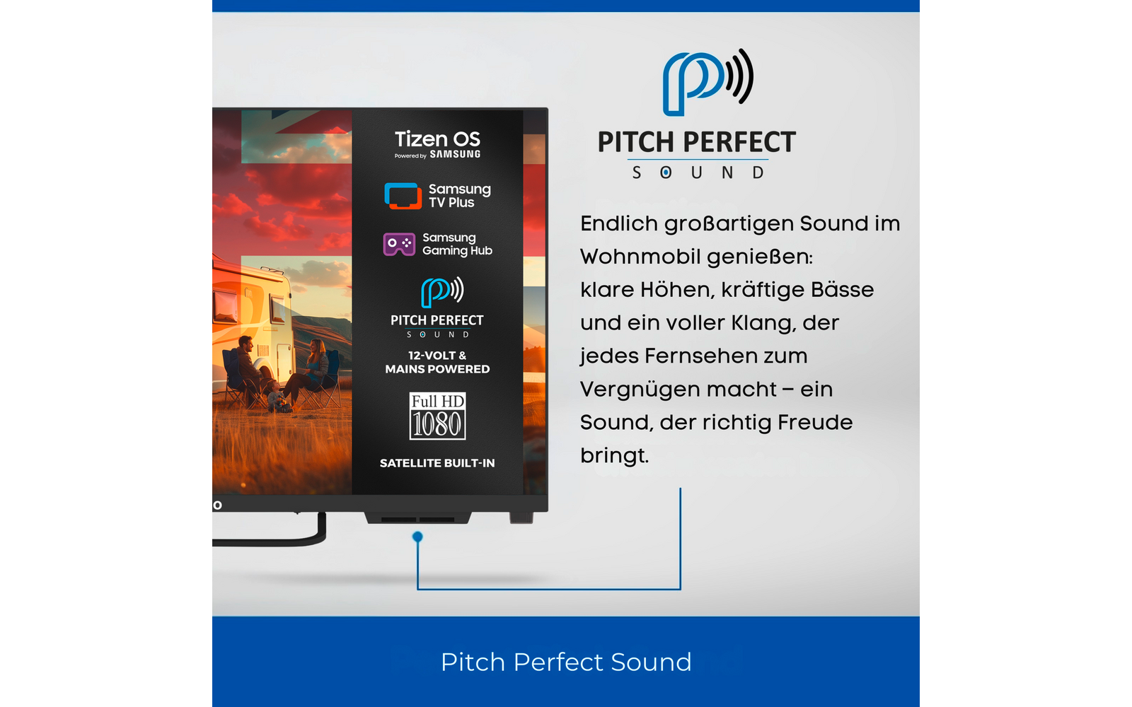 Product afbeelding Cello CTrav Smart Tizen OS Camping LED TV mit Triple Tuner, WLAN, Bluetooth, 12/24/230 V 1