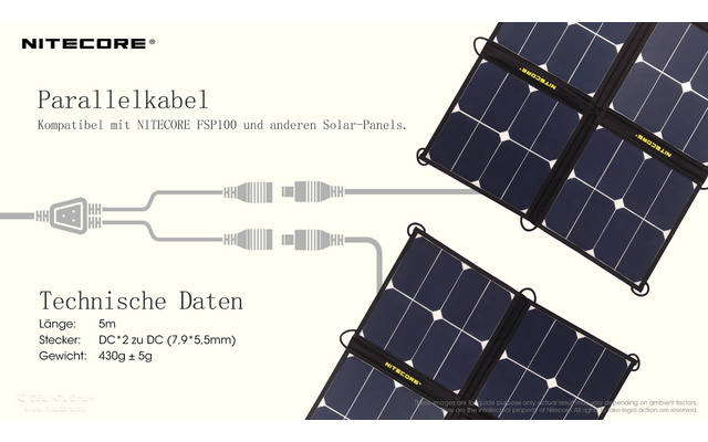Cable alargador Nitecore para panel solar 5 m