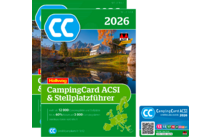 Guide des emplacements ACSI 2026 avec carte de réduction CampingCard en allemand