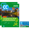 Grünes Cover mit Schriftzug "CampingCard ACSI 2026", Logo, Foto eines Wohnmobils am See und einer Europakarte