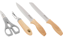 Set di coltelli Outwell Chena 4 pezzi con coltello multiuso / coltello da pane / forbici / pelapatate