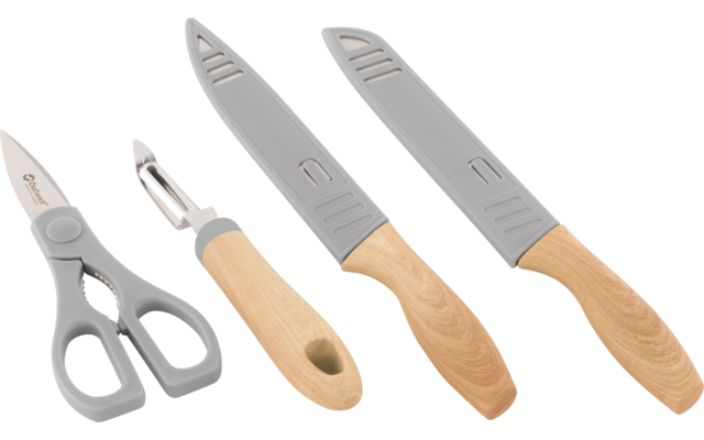 Set di coltelli Outwell Chena 4 pezzi con coltello multiuso / coltello da pane / forbici / pelapatate