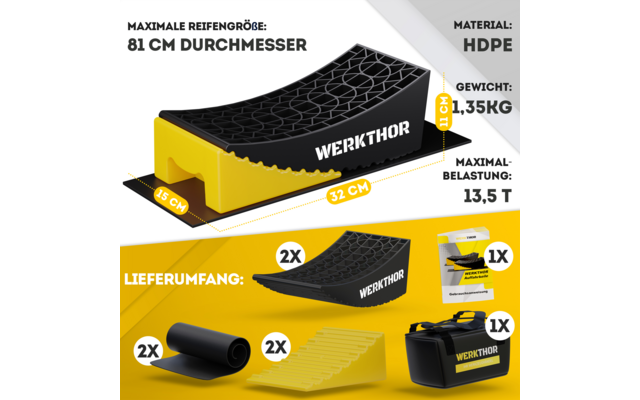 Produktbild Werkthor Auffahrkeile bis zu 13,5 Tonnen inklusive Transporttasche Gr&ouml;&szlig;e  1