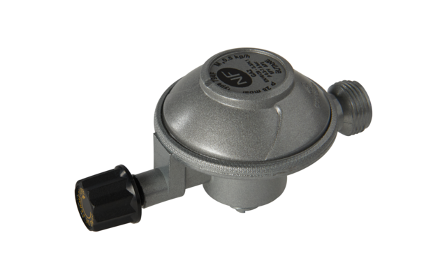 Favex gas pressure regulator liquid gas for caravan 28 mbar with plug connection