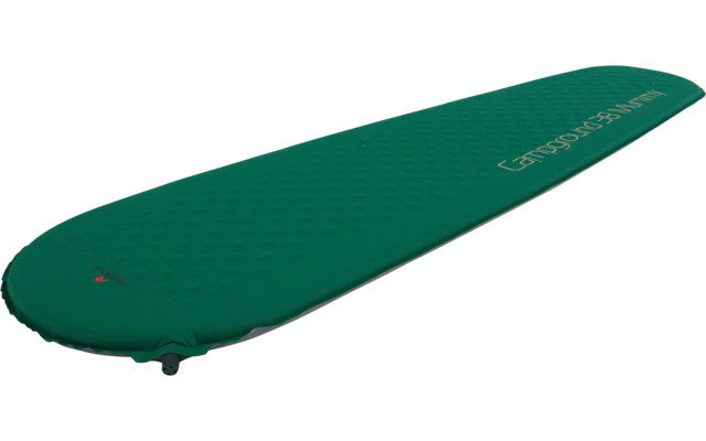 Grüne aufblasbare Isomatte mit rechteckiger Form und abgerundeten Ecken