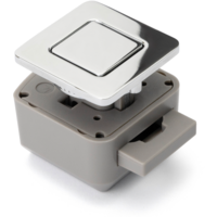 Confurn R-EVOLUTION Syst&egrave;me de fermeture Push Lock carr&eacute; chrom&eacute; brillant galvanis&eacute;