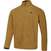Bruine fleece trui met korte ritssluiting, opstaande kraag en klein logo op de linkerborst