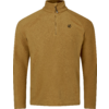 Lichtbruin fleeceplunje met opstaande kraag, korte rits in het midden, logo op linkerborst, lange mouwen