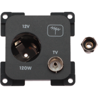 Inprojal System 10.000 Kombi Steckdose 12V mit TV  7 mm schiefergrau