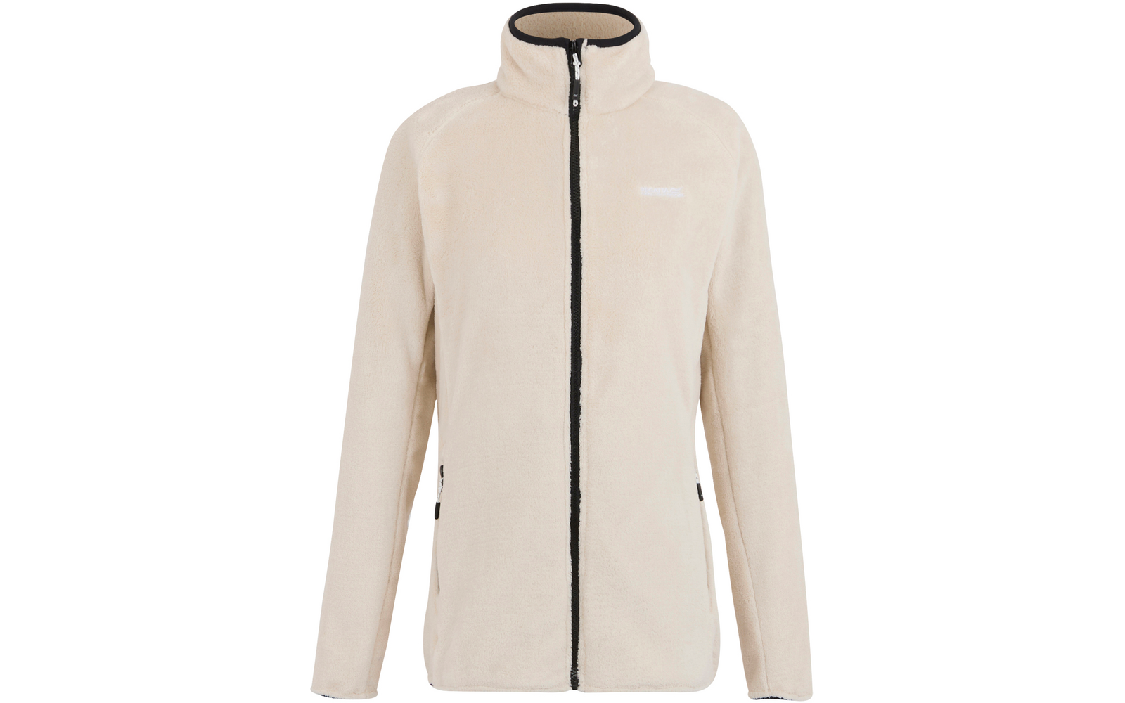 Beige Jacke mit Reißverschluss und Stehkragen