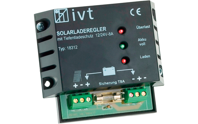 IVT Shunt Solar Laderegler 12 V / 24 V 8 A