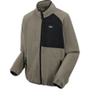 Beige jacke mit schwarzer Brusttasche und durchgehendem Reißverschluss