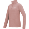 Rosa Damenpullover mit halbem Reißverschluss und Stehkragen