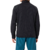 Rückansicht einer Person mit schwarzem Pullover und blauen Hosen
