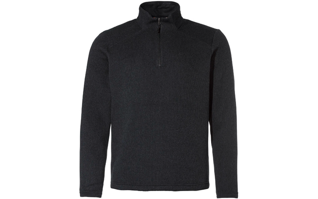 Schwarzer Pullover mit halbem Reißverschluss und Stehkragen