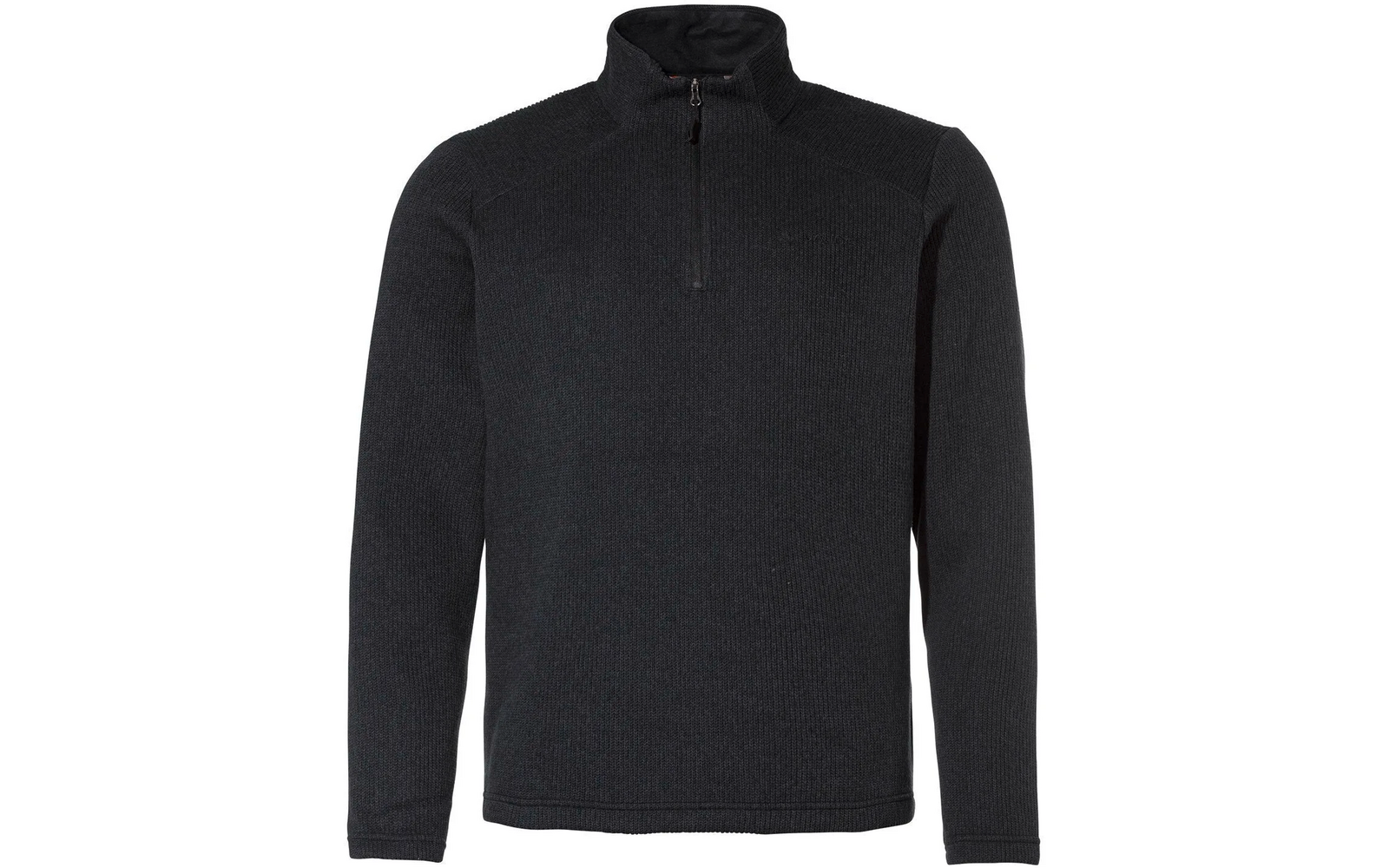 Schwarzer Pullover mit halbem Reißverschluss und Stehkragen