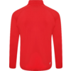 Achteraanzicht van een rood shirt met lange mouwen zonder patronen