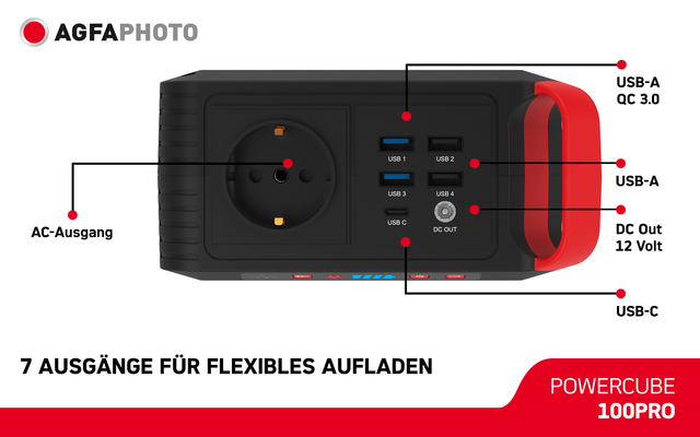 AgfaPhoto Powercube  100 Pro (DE / Typ F) mobile Steckdose