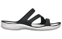 Sandalo nero senza cinturino con suola bianca, vista laterale