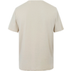 Rückansicht eines beigen T-Shirts mit kurzen Ärmeln